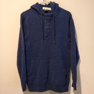 H&M Navy Knit Hoodie Sweater with Button Accent